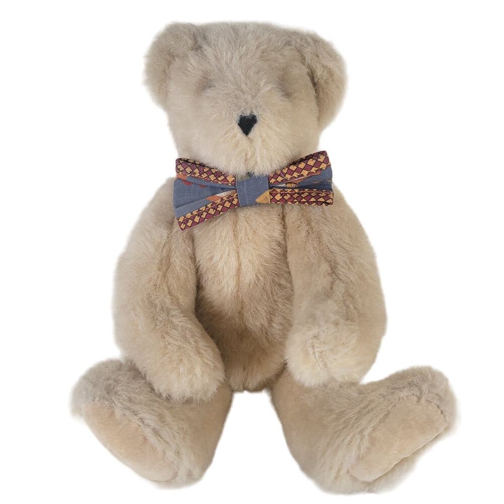 Vermont Teddy Bear Co. Classic Plush with Patterned Bow Tie 1995 12"